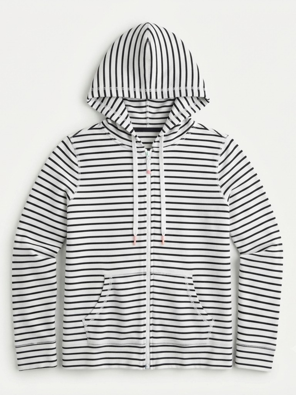 Talbots Kids Striped Hooded Zip Jacket - White & Black